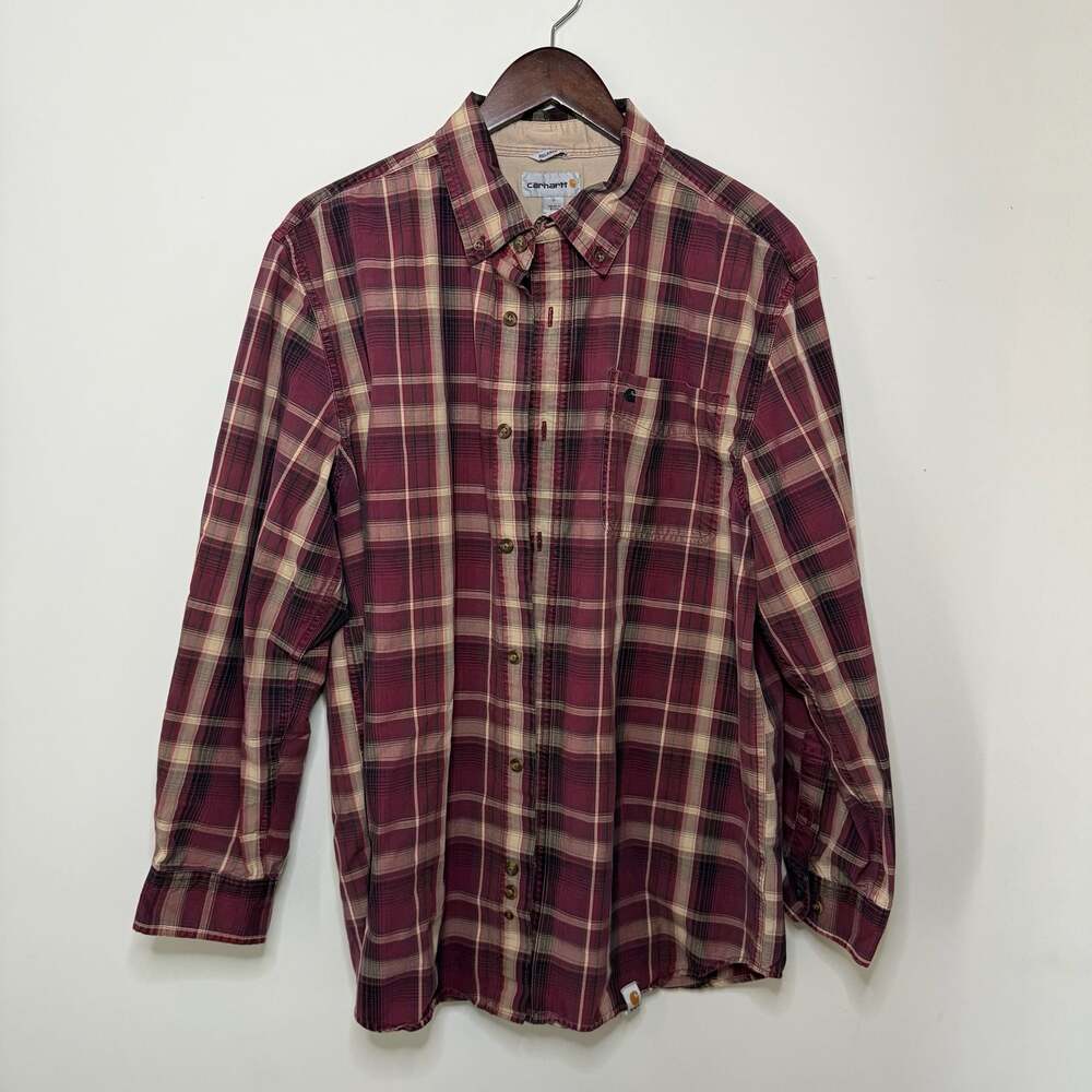 Carhartt Relaxed Fit Plaid Button Down Shirt Size Large